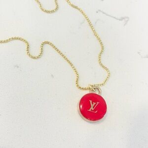 Luxury Double Sided Red/Gold Logo Upcycled Zipper Pull Necklace